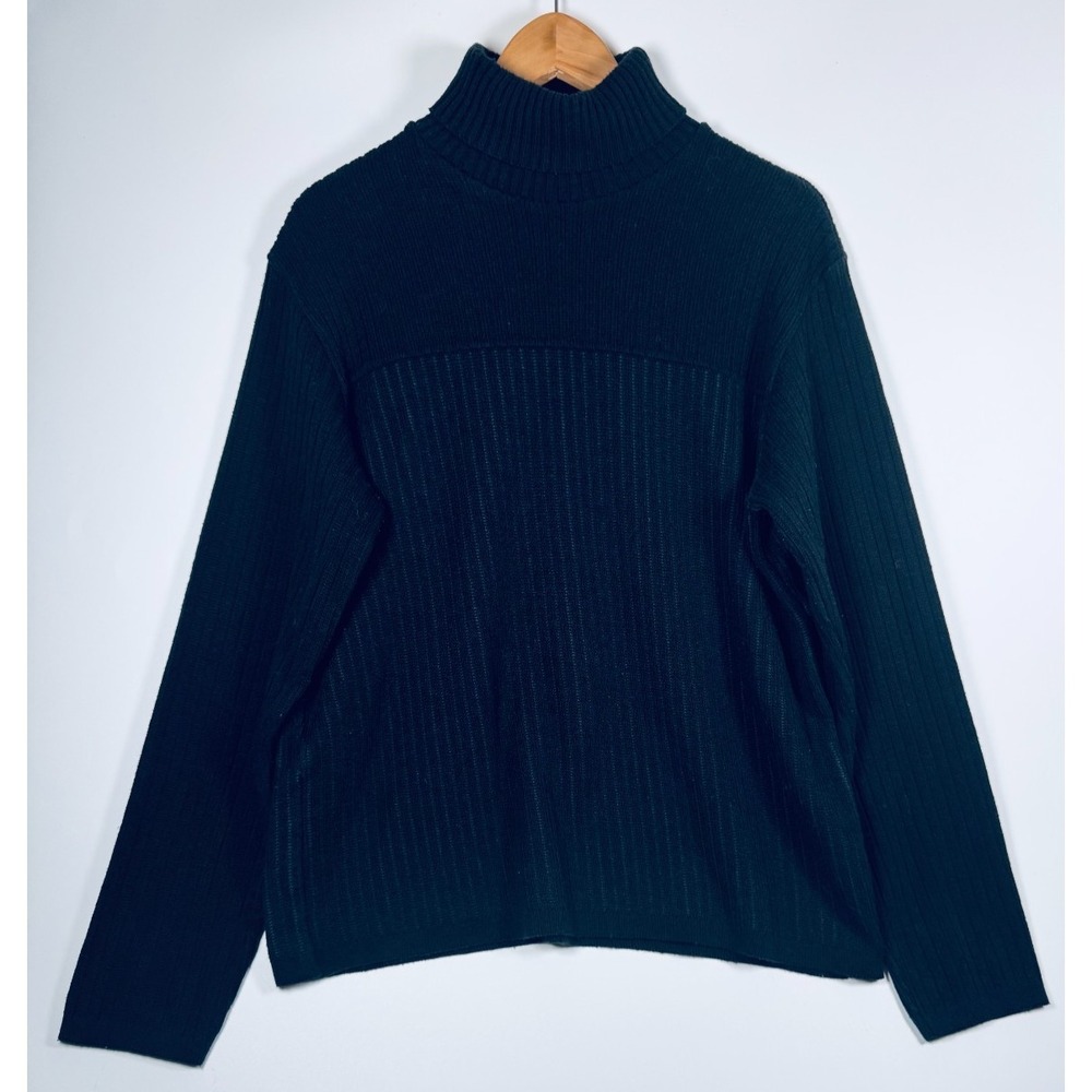 Burton Menswear Turtleneck Sweater Mens Large Charcoal Gray Ribbed Made in UK